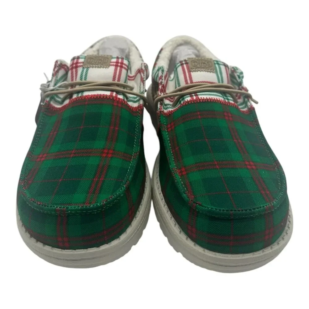 Hey Dude Wally Tri Tartan Plaid Loafer Mens 10 Green White Red Slip On Christmas Hey Dude Wally Tri Tartan Plaid Loafer Mens 12 Green White  main image 4